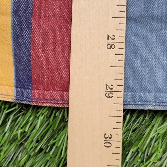 Vintage MOD Striped Denim Button Shirt Medium 22x29 Baggy Vertical-Stripes - Picture 6 of 13